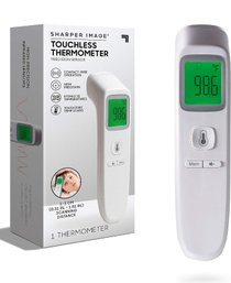 SHARPER IMAGE Digital Touchless Smart Forehead Thermometer, High-Precision Infrared Sensors, Stores 35 Reading