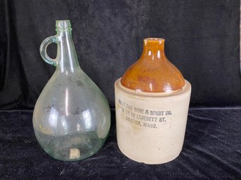 Antique Glass And Stoneware Bottles