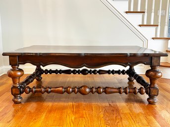 A Large Turned Mahogany Coffee Table In Spanish Revival Style