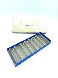 Set Of 8 Vintage Crystal Placecard Holders In Original Box