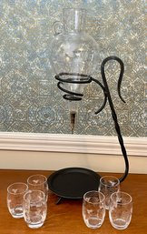 Vintage Wrought Iron Glass Wine Aerator Dispenser