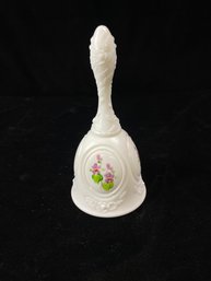 Fenton 'Violets In The Snow' Medallion Milk Glass Bell