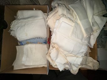 TWO BOXES VINTAGE LINENS