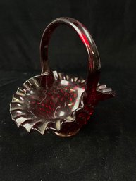 Vintage Fenton Hobnail Amberina Ruffled Basket