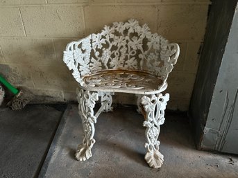French Cast Iron Garden Bench Painted White
