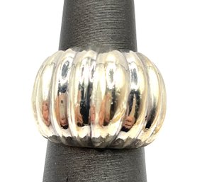 Vintage Sterling Silver Large Ribbed Ring, Size 6