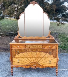 A Magnificent Antique Inlaid Marquetry Mirrored Dresser, C.1920's