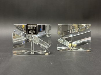 A Pair Of Vintage Crystal Candleholders By Reidel, Made In Austria