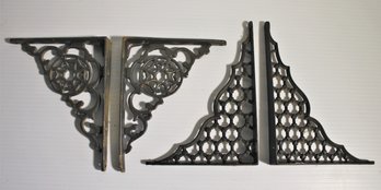 Two Ornate Pairs Of Decorative Metal Wall Brackets