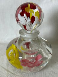 Fine Vintage MURANO Art Glass Perfume Bottle- Cased Glass With Floating Flower Motif