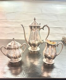 Vintage ONEIDA Henley Community Silver Plate 3-Piece Coffee Service Set