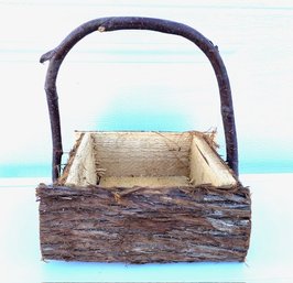 Rustic Artisan Handcrafted Timber Wood & Branch Basket