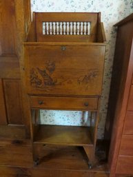 Front Drop Oak Desk With Key