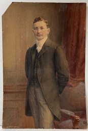 Vintage Antique 1909 Pastel - Unknown Young Gentleman Scholar - Intellectual - Pince-nez - 25 X 37 - Signed