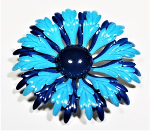 1960s Flower Power Blue Enamel Brooch