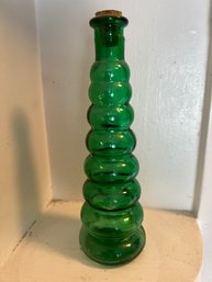 Vintage Green Glass Bubble Bottle