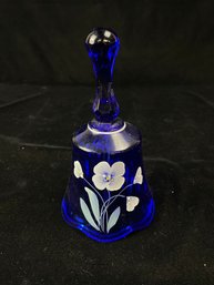 Fenton Cobalt Blue Hand Painted Floral Anniversary Bell