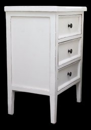 3 Drawer White Distressed Nightstand