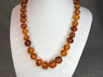 Very Pretty Vintage Genuine Amber Necklace - Nice Clear Beads - With Seeds - Tiny Twigs - Tiny Leaves