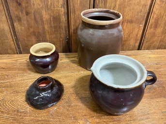 Lot Of Antique Creamer And Crocks Pottery