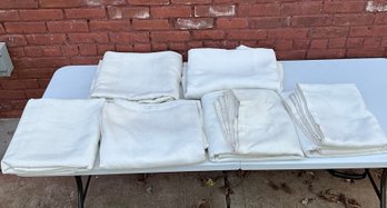 Lot Of Heavy White Curtains With Metal Grommets