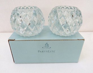 A Pair Of Rockport Glass Votive Candle Holders By PartyLite - NIB