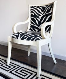 A Modern Mother Of Pearl Inlay Arm Chair In Zebra Print