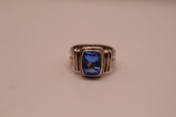 Sterling With Blue Stone Signed Sarda Ring Size 7