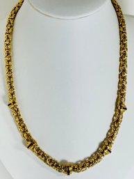 ITALIAN GOLD OVER STERLING SILVER BLUE SAPPHIRE BYZANTINE NECKLACE