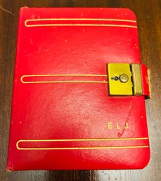 Vintage Red Diary With Lock And Key, Monogrammed No Entries