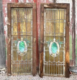 A Pair Of Antique Stained Glass Windows