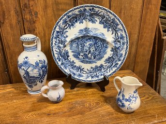 Antique Blue White Lot - Delft And More Signed Pieces