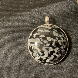 Sterling Snowflake Obsidian Pendant