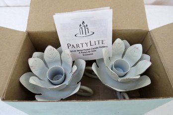 A Metal Pair Of Concerto Taper Candle Holders By PartyLite - NIB