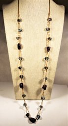 Amethyst And Cut Crystal Bead Necklace On Cord