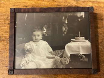 Precious Antique 1st Birthday Framed Sepia Photo