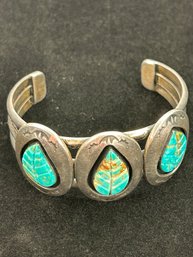 Sterling And Turquoise Cuff Bracelet Signed