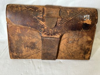 Antique PRE CIVIL WAR ERA Leather Billfold/wallet- Named On The Inside