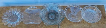 Vintage Collection Of Clear Glass Serving Dishes Including Depression Glass