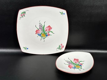 A Pair Of Vintage Plates Made In France By Luneville, Old Strasbourg Pattern