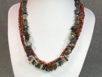 Two Semi Precious Stone Necklaces - Wear Together Or Separate - Sunstone - Jasper - Many Types Of Quartz