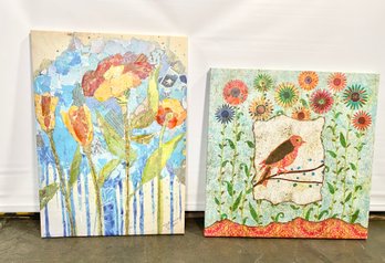 Pair Of Painted Canvas, Spring Decor