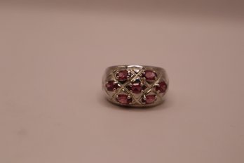 Sterling With Purple Stones Ring Size 6