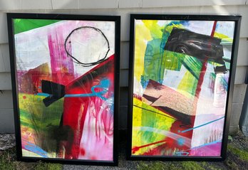 Two Framed Ed Scape Martinez 1980s Graffiti Artist Paintings