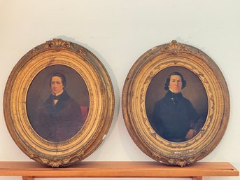 Pair Of Portraits Of Gentlemen American School Unsigned