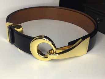 Fantastic Very Expensive ST JOHN Ladies Black Leather Belt With High Polished Buckle - Made In Italy !