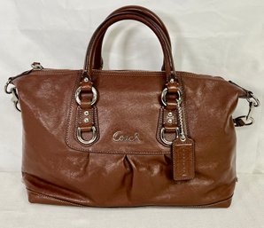 Authentic Coach Ashley Leather Satchel Handbag With Shoulder Strap - Brown #L1049-F15445