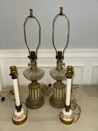 Antique And Vintage Ceramic And Glass Table Lamps