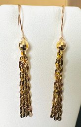 BEAUTIFUL 10K GOLD TASSEL DANGLE EARRINGS