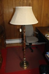61 Inch Wood And Brass Floor Lamp